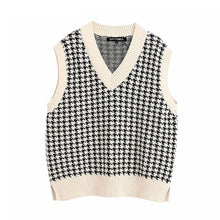 Load image into Gallery viewer, KPYTOMOA Women 2020 Fashion Oversized Knitted Vest Sweater V Neck Sleeveless Side Vents Loose Female Waistcoat Chic Tops