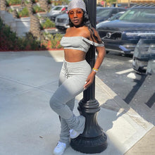 Load image into Gallery viewer, 2020 Tank Top And Stacked Pants 2 Piece Set Women Casual Sportswear Sleeveless Tracksuit Women Set Workout Grey Matching Sets