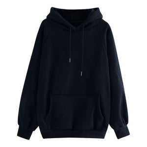 Women's Harajuku Hooded Casual Solid Color Hooded Pocket Long Sleeve Pullover Sweatshirt For Girls moletom feminino