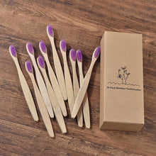 Load image into Gallery viewer, New design mixed color bamboo toothbrush Eco Friendly wooden Tooth Brush Soft bristle Tip Charcoal adults oral care toothbrush
