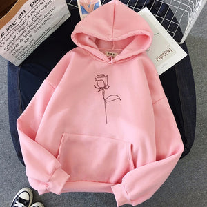 Kawaii Womens Loose Streetwear Sweatshirts Hoodies Women Hooded Simple All-match Leisure Oversize Pullovers Korean Style Warm