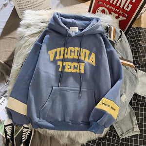 oversized Hoodies Women Thicker Letter Warm Pullover Coat Drawstring Harajuku Sweatshirt Pink Womens Korean New High Quality