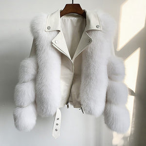 Fashion Real Fox Fur Coats With Genuine Sheepskin Leather Wholeskin Natural Fox Fur Jacket Outwear Luxury Women 2020 Winter New