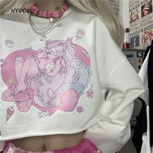 Load image into Gallery viewer, Harajuku kawaii cute cartoon Anime girl print long sleeve white hoody women sweet tops Autumn loose Pullovers sweatshirt
